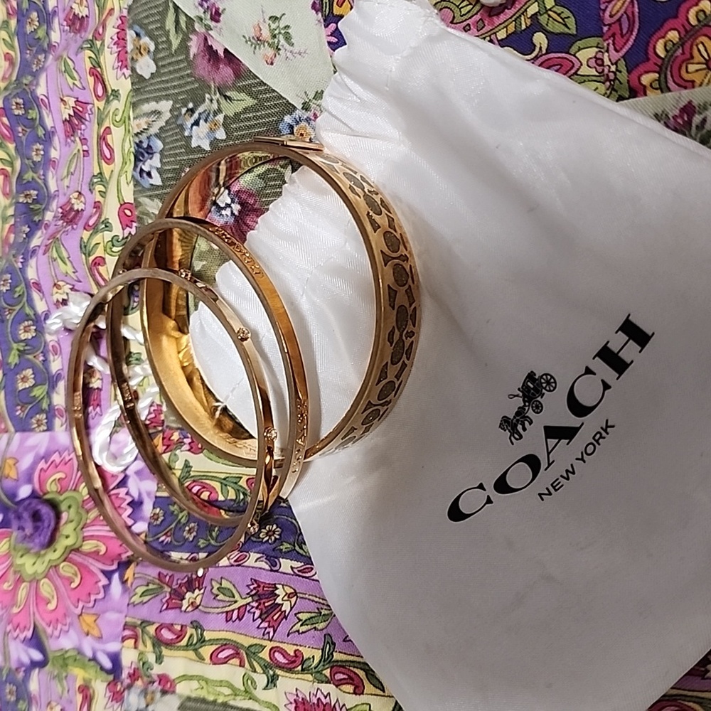 Like New Coach Gold Bangle Bracelet 3 Piece Set